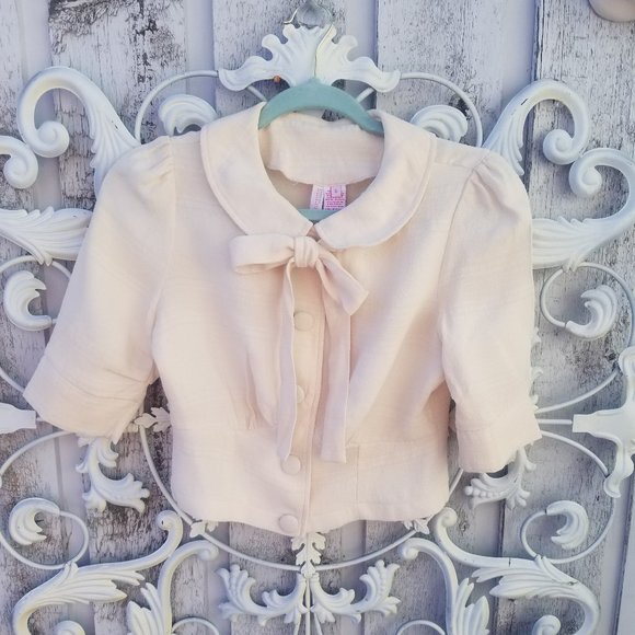 Tops - Vintage Short Sleeve Tie Front Jacket